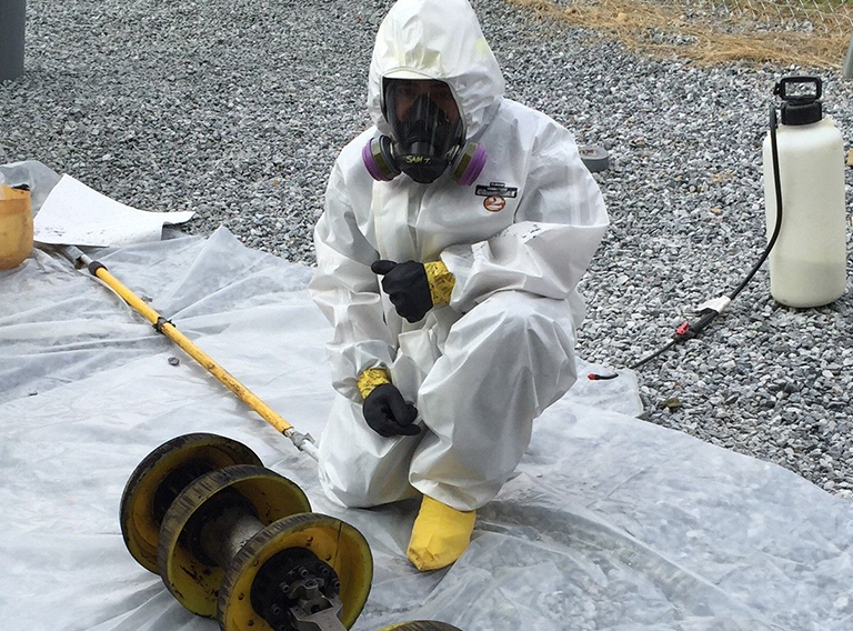 field service and emergency response worker suited up